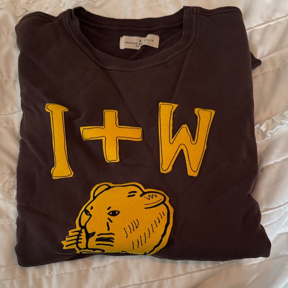 Imogen and Willie, New Collegiate Brown Sweatshirt w/ Yellow Wildcat, Medium